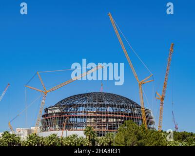 Las Vegas, MAGGIO 8 2021 - Sunny view del cantiere di MSG Sphere Foto Stock