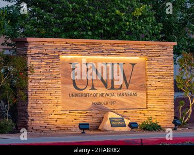 Las Vegas, Apr 6 2021 - segno di pietra di UNLV Foto Stock