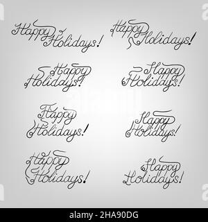 set di lettere con inchiostro nero vettoriale per buone vacanze Illustrazione Vettoriale