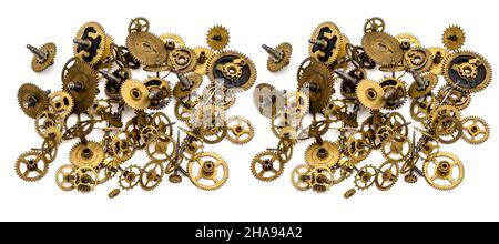 Collezione Vintage COGS Gears WHEELS su sfondo bianco, design a banner Foto Stock