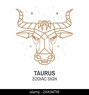 Astrologia zodiacale oroscopo segno taurus disegno lineare. Illustrazione vettoriale. Elegante linea simbolo o icona di oroscopo zodiacale esoterico taurus Illustrazione Vettoriale