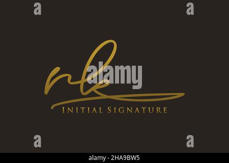 Modello con logo firmato RK Letter elegante logo di design. Disegno a mano Calligraphy Lettering Vector Illustration. Illustrazione Vettoriale