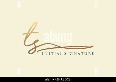 Modello di logo firmato TS Letter Logo elegante. Disegno a mano Calligraphy Lettering Vector Illustration. Illustrazione Vettoriale