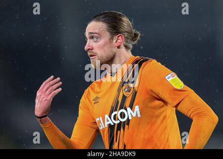 Hull, Regno Unito. 11th Dic 2021. Tom Eaves #9 di Hull City durante la partita a Hull, Regno Unito, il 12/11/2021. (Foto di James Heaton/News Images/Sipa USA) Credit: Sipa USA/Alamy Live News Foto Stock