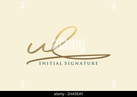 Logo UL Letter Signature Template elegante. Disegno a mano Calligraphy Lettering Vector Illustration. Illustrazione Vettoriale