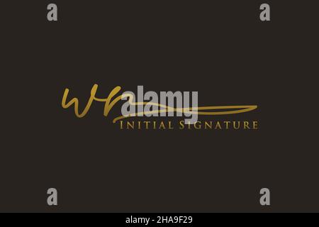 Logo WR Letter Signature Template elegante. Disegno a mano Calligraphy Lettering Vector Illustration. Illustrazione Vettoriale