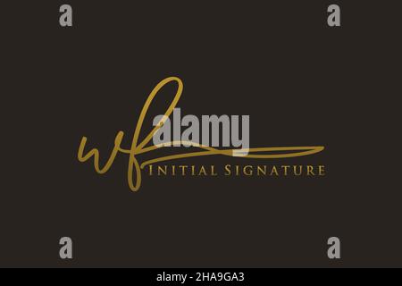 WF Letter Signature Logo Template elegante logo di design. Disegno a mano Calligraphy Lettering Vector Illustration. Illustrazione Vettoriale