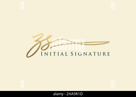 ZS Letter Signature Logo Template elegante logo design. Disegno a mano Calligraphy Lettering Vector Illustration. Illustrazione Vettoriale