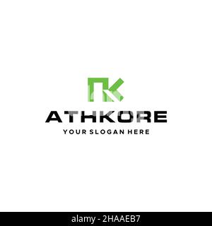 Design moderno con logo ATHKORE e lettera piatta Illustrazione Vettoriale