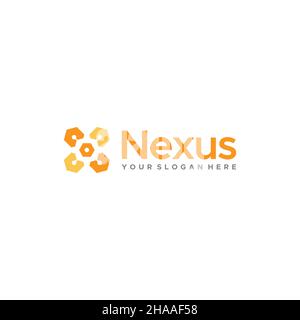 Design piatto colorato con logo Nexus Circuit TECH Illustrazione Vettoriale
