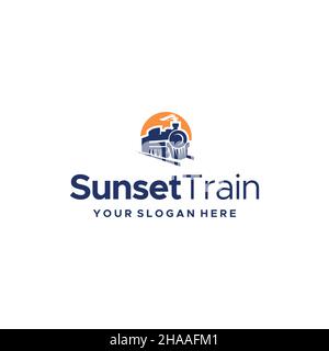 Design moderno e colorato con logo SUSNSET TRAIN Illustrazione Vettoriale