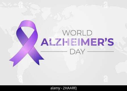 Light World Alzheimer's Day illustrazione di sfondo con la Mappa del mondo Illustrazione Vettoriale
