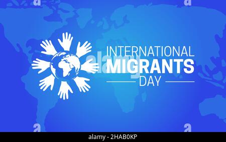 Blue International Migrants Day illustrazione di sfondo Illustrazione Vettoriale