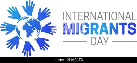 Icona del logo International Migrants Day su sfondo bianco isolato Illustrazione Vettoriale