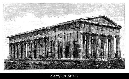 Tempio di Poseidone a Paestum, , (libro di storia culturale, 1892), Poseidontempel zu Paestum, Tempio di Poséidon à Paestum Foto Stock