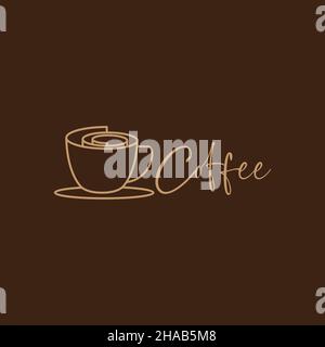 creative line tazza di caffè o tazza di cioccolato logo icona simbolo vettore grafico disegno illustrazione idea creativa Illustrazione Vettoriale