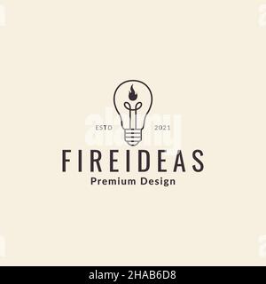 lampada a bulbo hipster con pianta albero idee logo simbolo icona vettore grafico disegno idea creativa Illustrazione Vettoriale