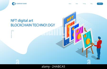 NFT il token non-fungibile è un'unità unica e non-intercambiabile di dati memorizzati su una ledger digitale Illustrazione Vettoriale