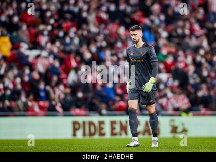 Unai Simon of Athletic Club durante il campionato spagnolo la Liga partita di calcio tra Athletic Club e Sevilla FC il 11 dicembre 2021 allo stadio San Mames di Bilbao, Spagna - Foto: Inigo Larreina/DPPI/LiveMedia Foto Stock