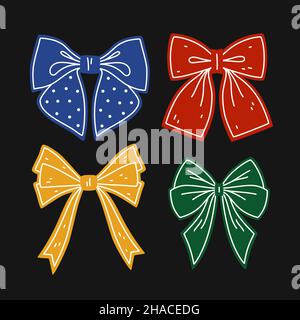 Set di quattro archi colorati per confezione regalo. Illustrazione vettoriale Illustrazione Vettoriale