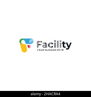 design con logo flat colorato PER la facilità Illustrazione Vettoriale