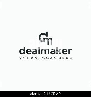 lettera piatta marchio iniziale d m logo dealmaker Illustrazione Vettoriale