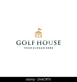 Logo GOLFHOUSE con lettera piatta Illustrazione Vettoriale