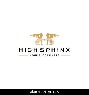 design con logo SPHINX ALTO e lettera piatta Illustrazione Vettoriale