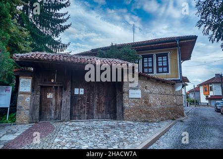 Vista panoramica del centro di Panagyurishte Foto Stock