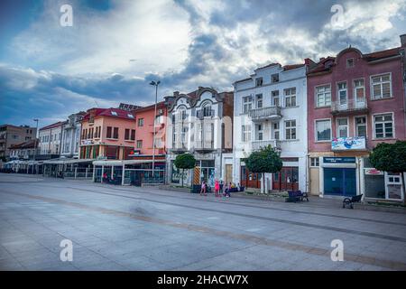 Vista panoramica del centro di Panagyurishte Foto Stock