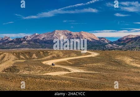 Wind River Range, Sagebrush steppe, Lander Cutoff Road (CR 132), seguendo Continental divide, Wyoming, USA Foto Stock