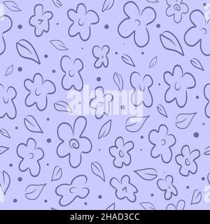 Modello vettoriale senza giunture con fiori di contorno Illustrazione Vettoriale