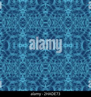 disegno astratto lineare aggrovigliato blu lacy ornamento Illustrazione Vettoriale