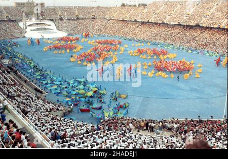 Barcellona, Hiszpania, 25.07.1992. XXV Lettie Igrzyska Olimpijskie w Barcelonie, cerimonia otwarcia. (sig.) PAP/Piotr Teodor Walczak Barcellona, Spagna, 25.07.1992. XXV Giochi Olimpici estivi di Barcellona, cerimonia di apertura. (sig.) PAP/Piotr Teodor Walczak Foto Stock