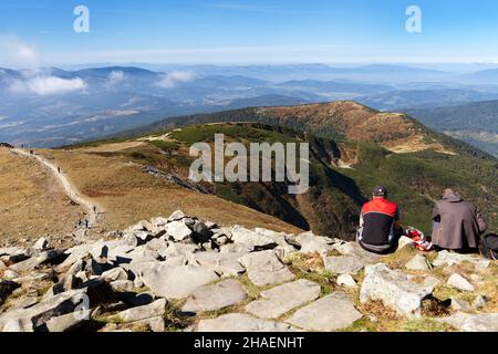 Vista da Babia Hgora o Babi Hora - confine Polonia e Slovacchia Foto Stock