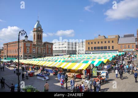 Mercato di Chesterfield, il mercato di Chesterfield, Derbyshire, England, Regno Unito Foto Stock