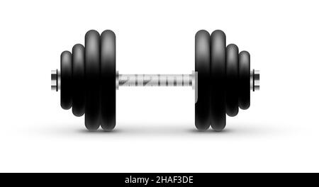 Pesante Dumbbell illustrazione realistica isolato su bianco. Illustrazione vettoriale. Illustrazione Vettoriale