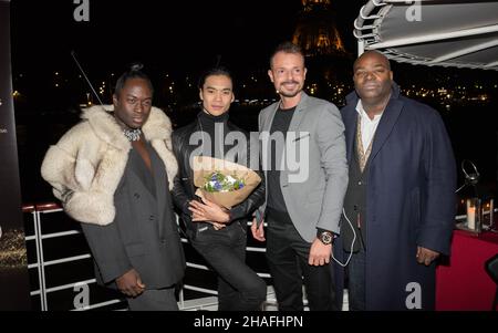 Jean-Claude Jitrois et Fiona Gélin réunis lors du gala au profit de l'Association >, organisé par Jérémy Bellet, à bord du Yacht Joséphine Foto Stock