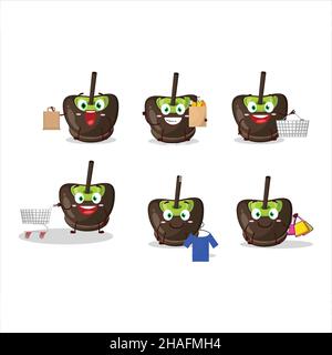 Un ricco cioccolato zucchero caramella mascotte design stile andare shopping. Illustrazione vettoriale Illustrazione Vettoriale