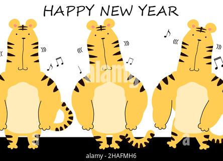 Questa è un'illustrazione della scheda giapponese di Capodanno per l'anno della tigre nel 2022 Illustrazione Vettoriale
