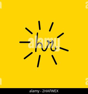 Icona disegnata a mano HR. Schizzo dei risorse umane Illustrazione Vettoriale