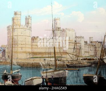 Caernarfon Castle, Galles, PERIODO VITTORIANO Foto Stock