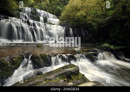 New Zealand South Island, Catlins, Purakaunui Falls Foto Stock