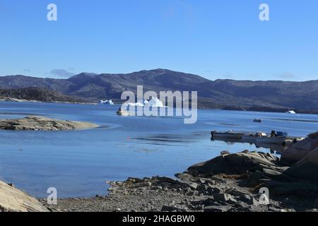 Paesaggio sulle rive della baia di Disko, Groenlandia occidentale Foto Stock