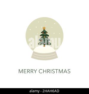 Illustrazione vettoriale dell'albero di Natale del cartone animato su sfondo bianco. Illustrazione Vettoriale