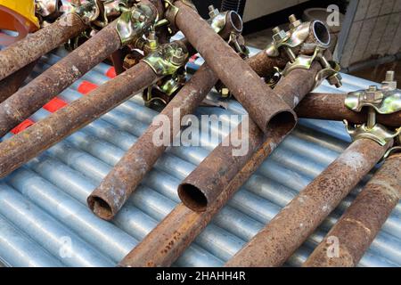 Ponteggi cantiere dettaglio primo piano Foto Stock