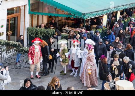 Carnevale tradizionale di Venezia, Vista dal Ponte di Rialto, Veneto, Italia, Europa Foto Stock