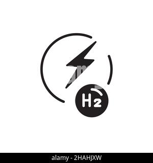 Icona della linea di colore Energy H2. Energia di idrogeno. Elemento vettoriale isolato. Pittogramma a contorno per pagina web, app mobile, promo Illustrazione Vettoriale