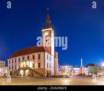 Olomouc (Olmütz): Horni namesti (Piazza superiore), Municipio, colonna della Santissima Trinità, in , Olomoucky, Regione di Olomouc, Regione di Olmützer, Ceco Foto Stock
