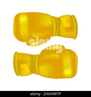 Icona dei guanti da boxe in oro isolato su sfondo bianco Illustrazione Vettoriale